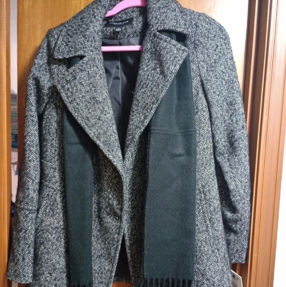 London fog coat with scarf